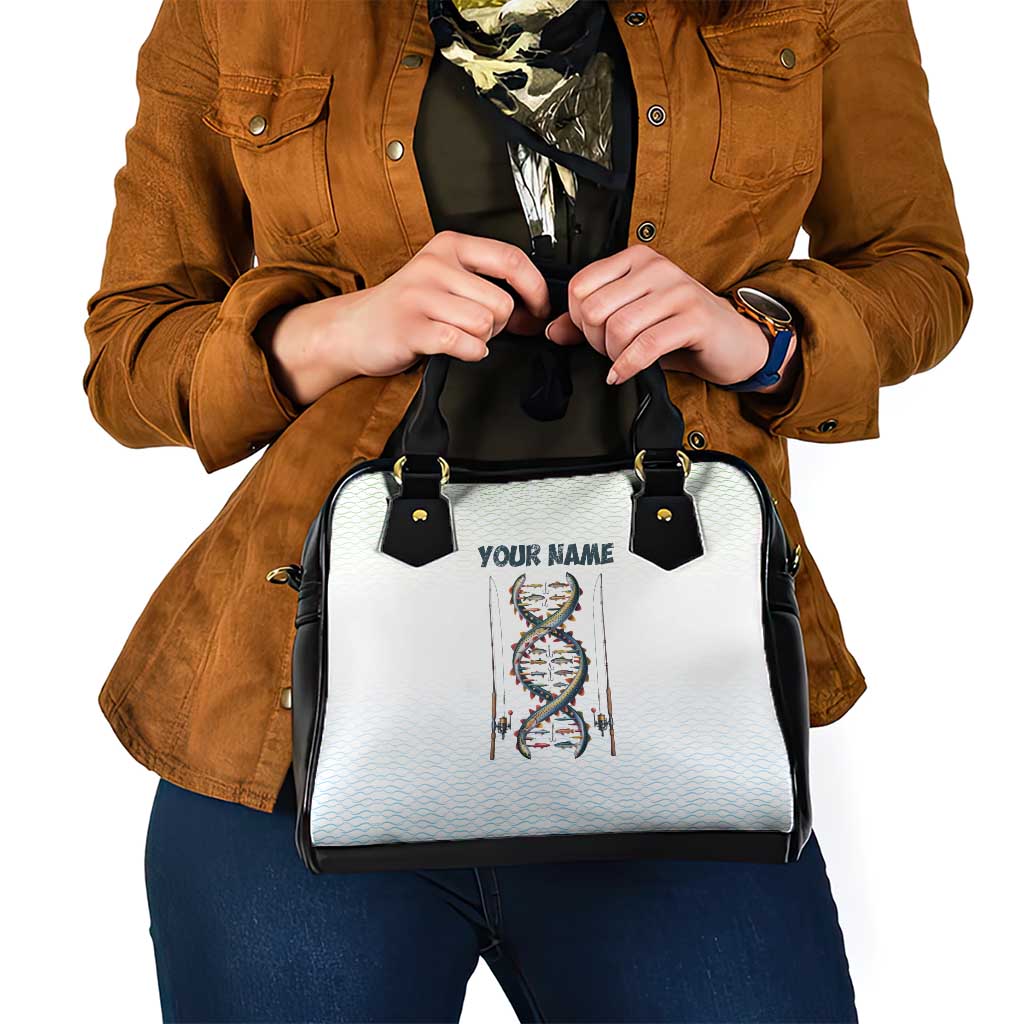 Fishing DNA Shoulder Handbag Colorful Fish Illustrations on White Scale For Fisherman TS04