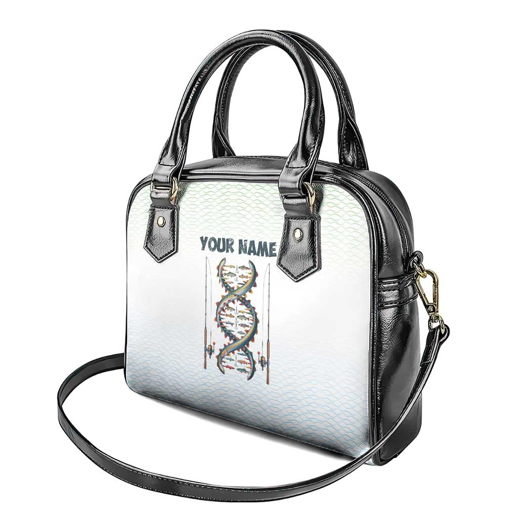 Fishing DNA Shoulder Handbag Colorful Fish Illustrations on White Scale For Fisherman TS04