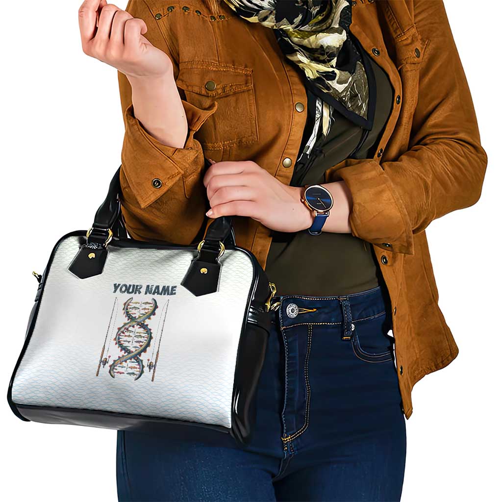 Fishing DNA Shoulder Handbag Colorful Fish Illustrations on White Scale For Fisherman TS04