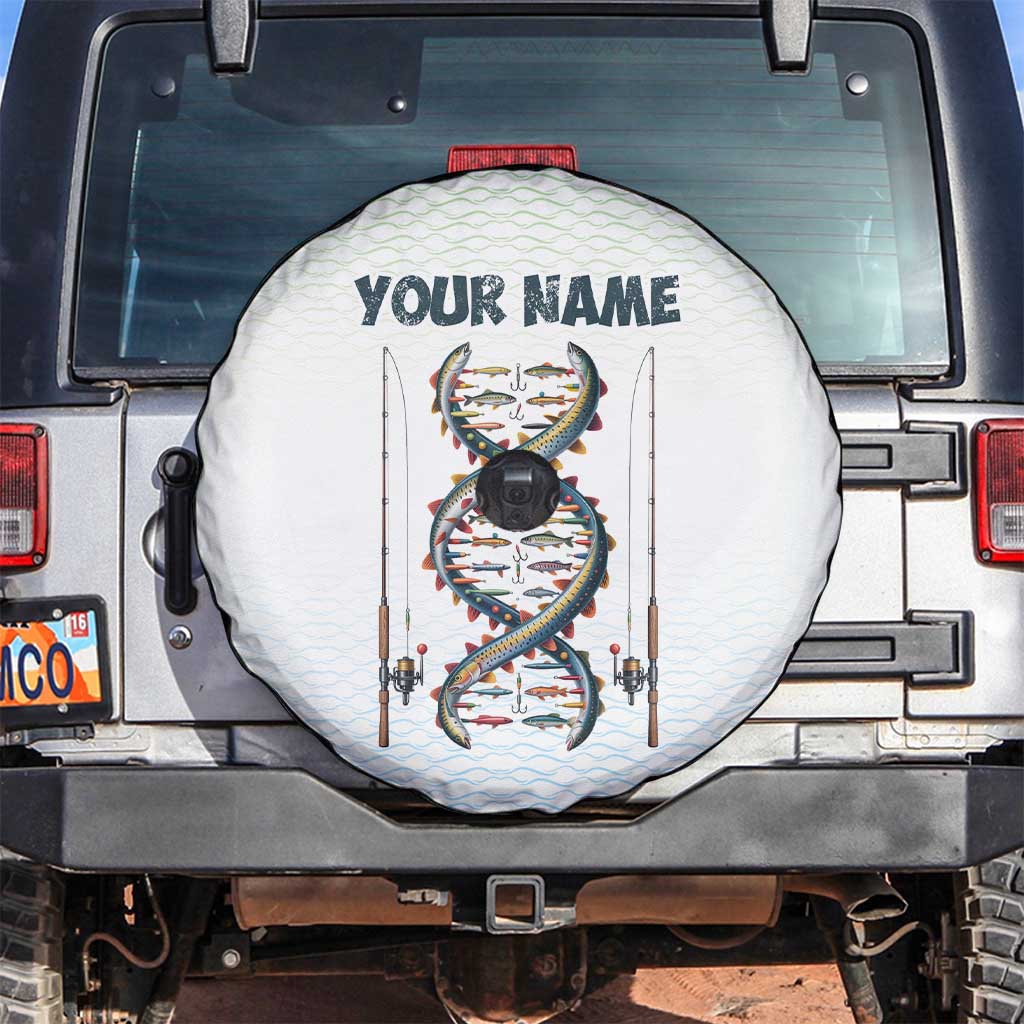 Fishing DNA Spare Tire Cover Colorful Fish Illustrations on White Scale For Fisherman TS04