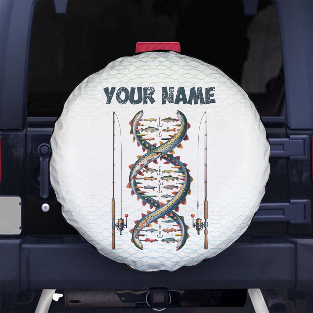 Fishing DNA Spare Tire Cover Colorful Fish Illustrations on White Scale For Fisherman TS04