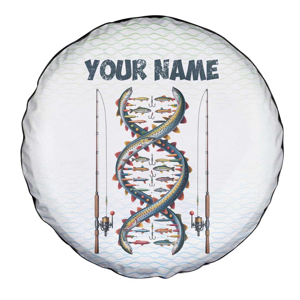 Fishing DNA Spare Tire Cover Colorful Fish Illustrations on White Scale For Fisherman TS04