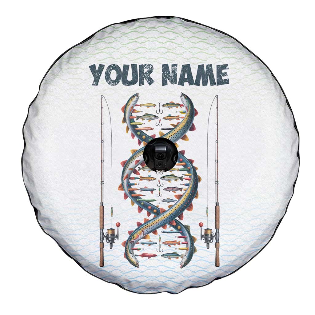 Fishing DNA Spare Tire Cover Colorful Fish Illustrations on White Scale For Fisherman TS04