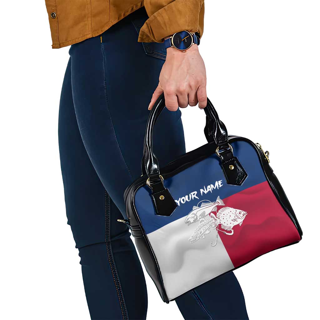Custom Texas Fishing Shoulder Handbag Hooked Fish Graphic - Red White and Blue Theme TS04