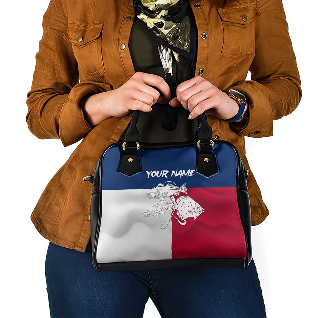Custom Texas Fishing Shoulder Handbag Hooked Fish Graphic - Red White and Blue Theme TS04