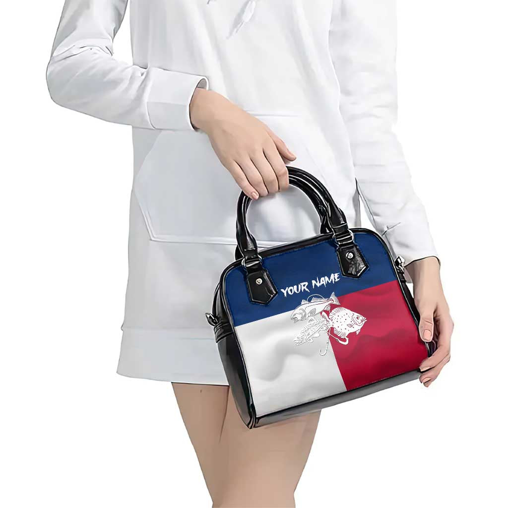 Custom Texas Fishing Shoulder Handbag Hooked Fish Graphic - Red White and Blue Theme TS04