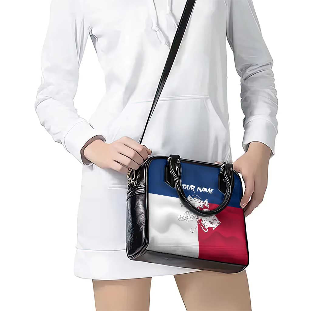 Custom Texas Fishing Shoulder Handbag Hooked Fish Graphic - Red White and Blue Theme TS04