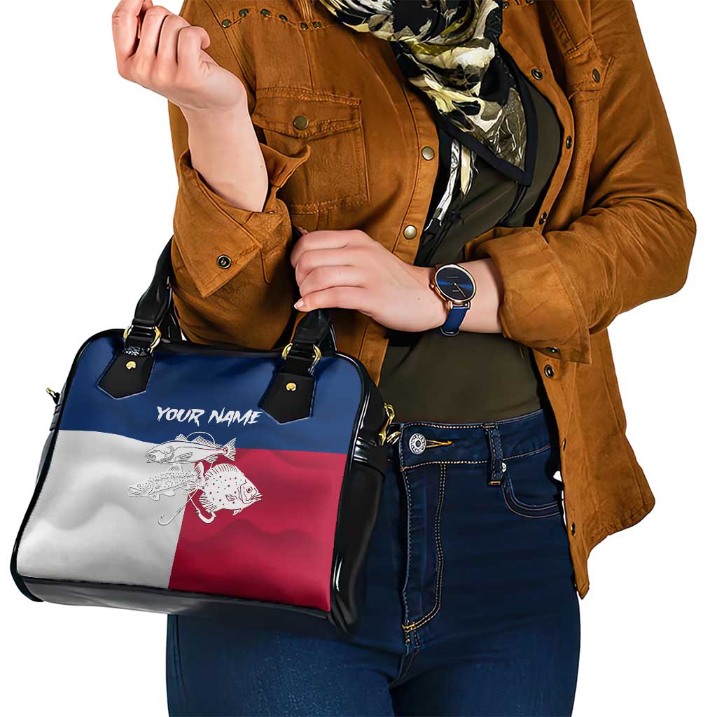 Custom Texas Fishing Shoulder Handbag Hooked Fish Graphic - Red White and Blue Theme TS04