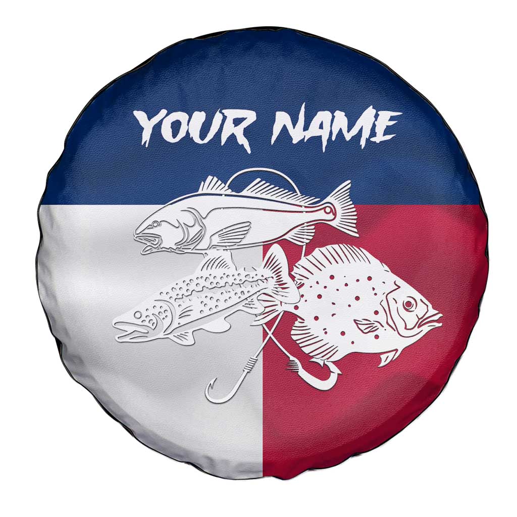 Custom Texas Fishing Spare Tire Cover Hooked Fish Graphic - Red White and Blue Theme TS04