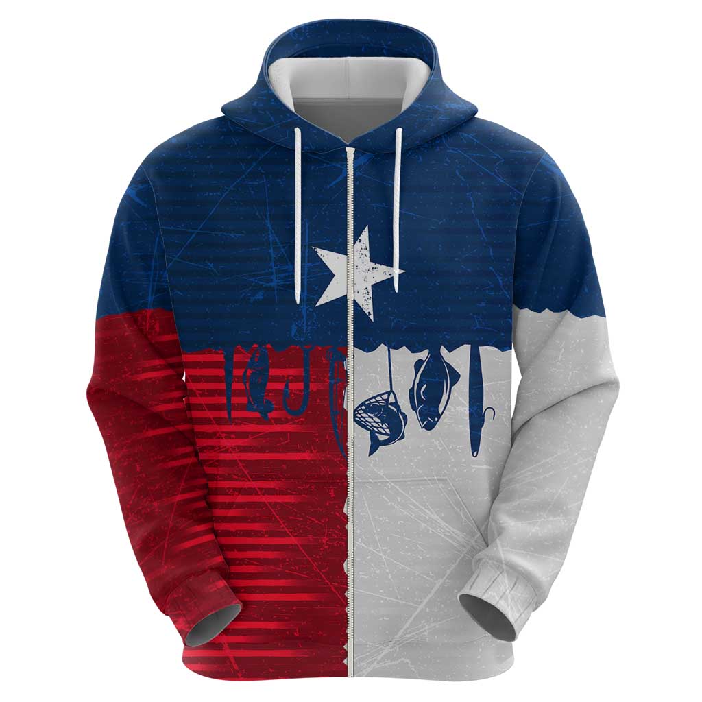 Flag Texas Fishing Hoodie Personalized Hanging Fish and Hooks Graphic TS04