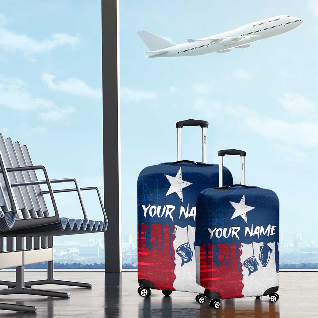 Flag Texas Fishing Luggage Cover Personalized Hanging Fish and Hooks Graphic TS04