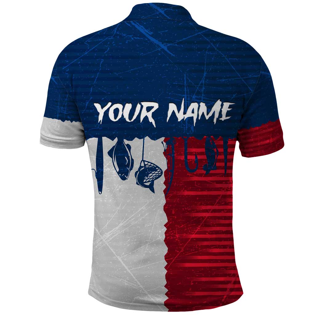Flag Texas Fishing Polo Shirt Personalized Hanging Fish and Hooks Graphic TS04