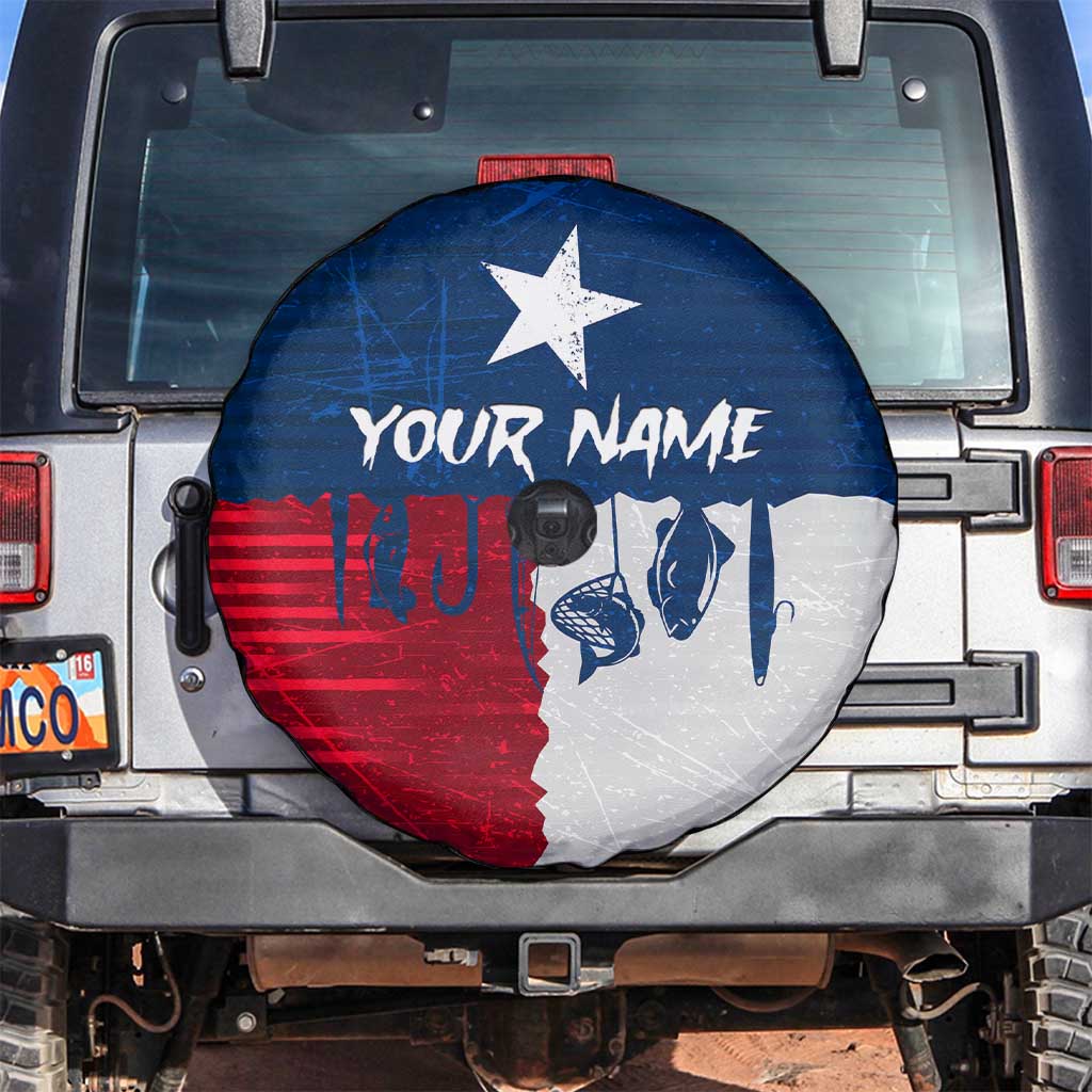 Flag Texas Fishing Spare Tire Cover Personalized Hanging Fish and Hooks Graphic TS04