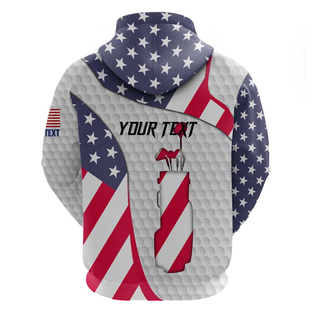 Personalized American Flag Golf Hoodie Female Silhouette and Red White Blue Golf Bag Graphic TS04