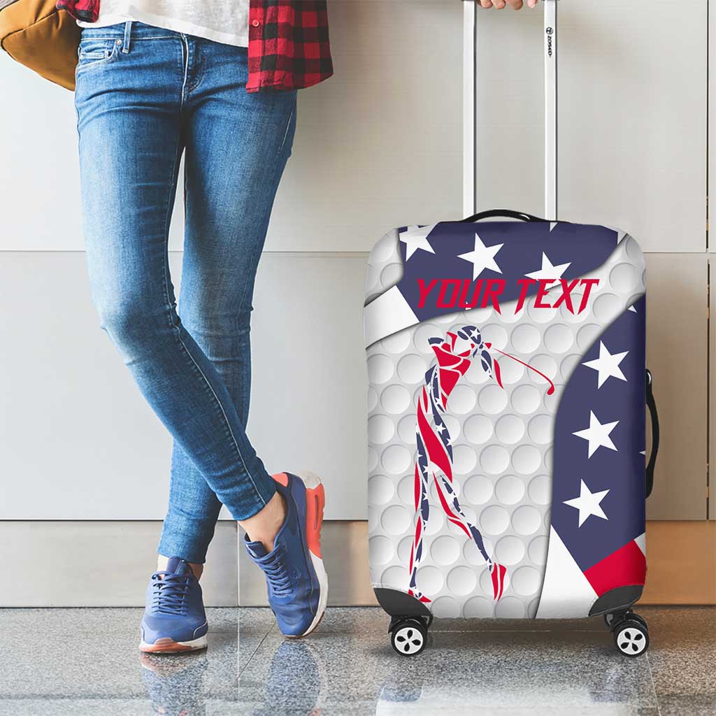 Personalized American Flag Golf Luggage Cover Female Silhouette and Red White Blue Golf Bag Graphic TS04