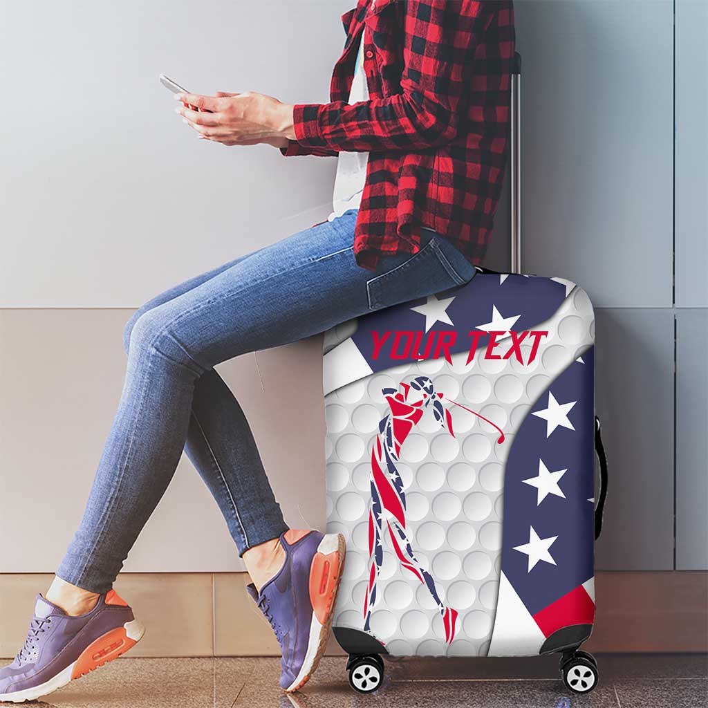 Personalized American Flag Golf Luggage Cover Female Silhouette and Red White Blue Golf Bag Graphic TS04