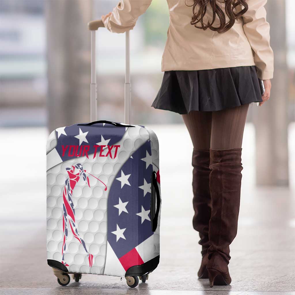 Personalized American Flag Golf Luggage Cover Female Silhouette and Red White Blue Golf Bag Graphic TS04