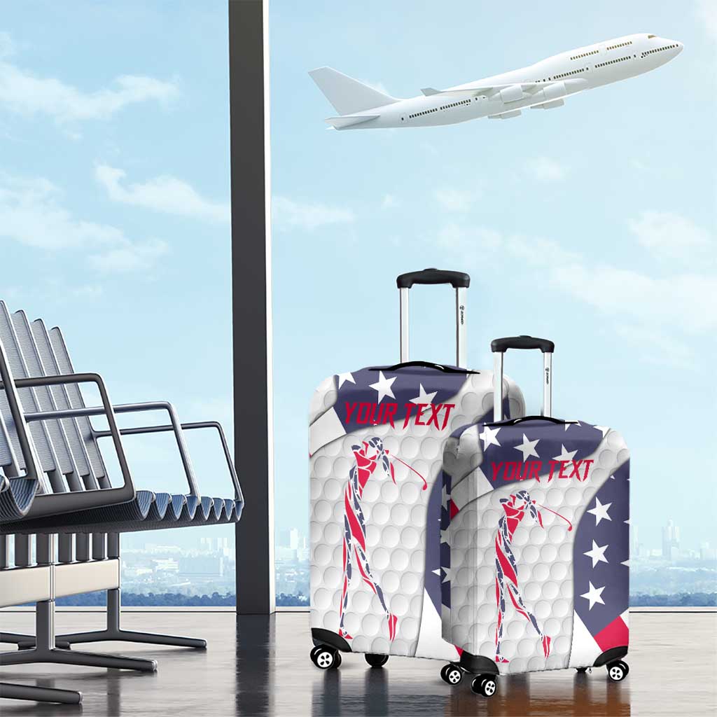 Personalized American Flag Golf Luggage Cover Female Silhouette and Red White Blue Golf Bag Graphic TS04