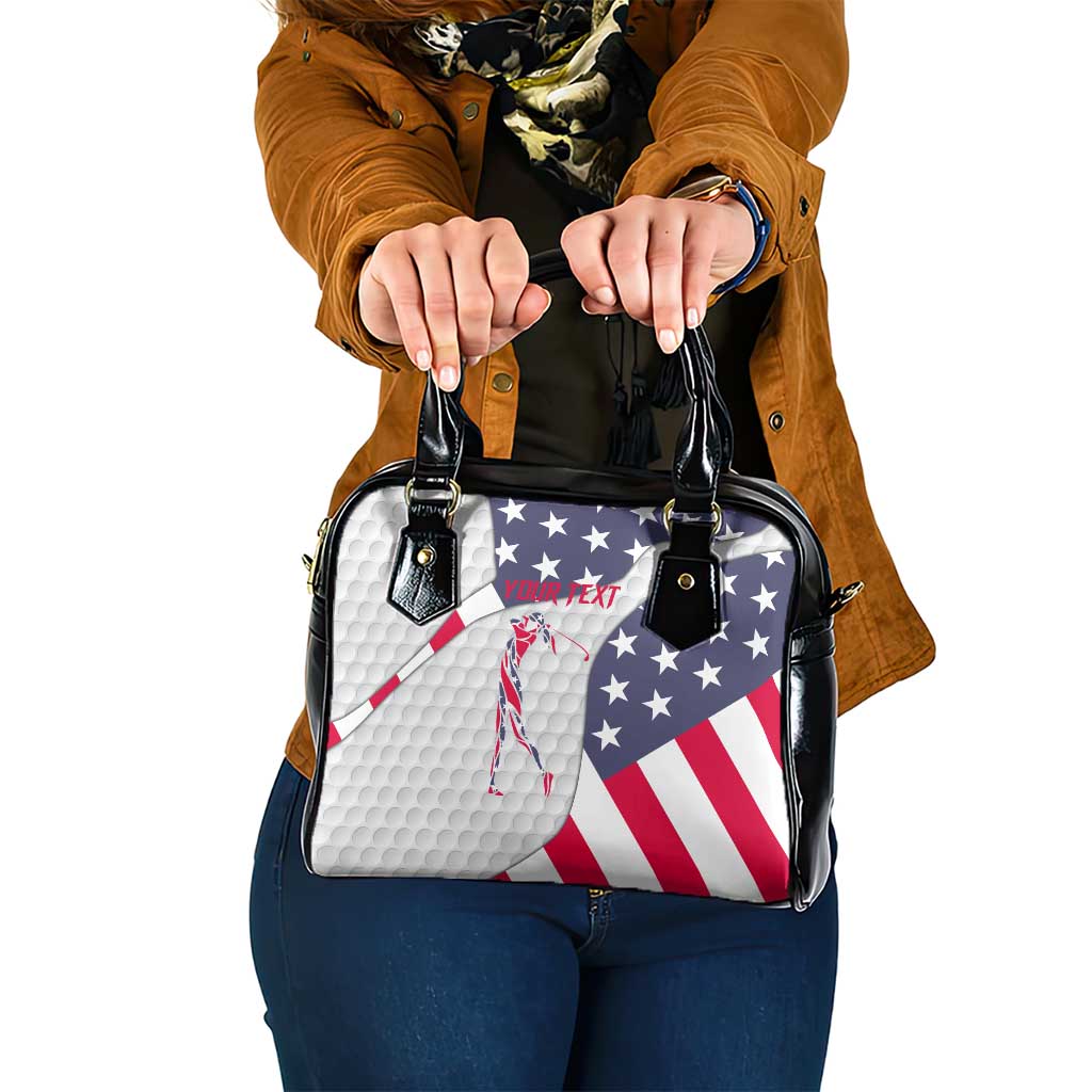 Personalized American Flag Golf Shoulder Handbag Female Silhouette and Red White Blue Golf Bag Graphic TS04