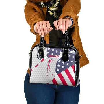 Personalized American Flag Golf Shoulder Handbag Female Silhouette and Red White Blue Golf Bag Graphic TS04