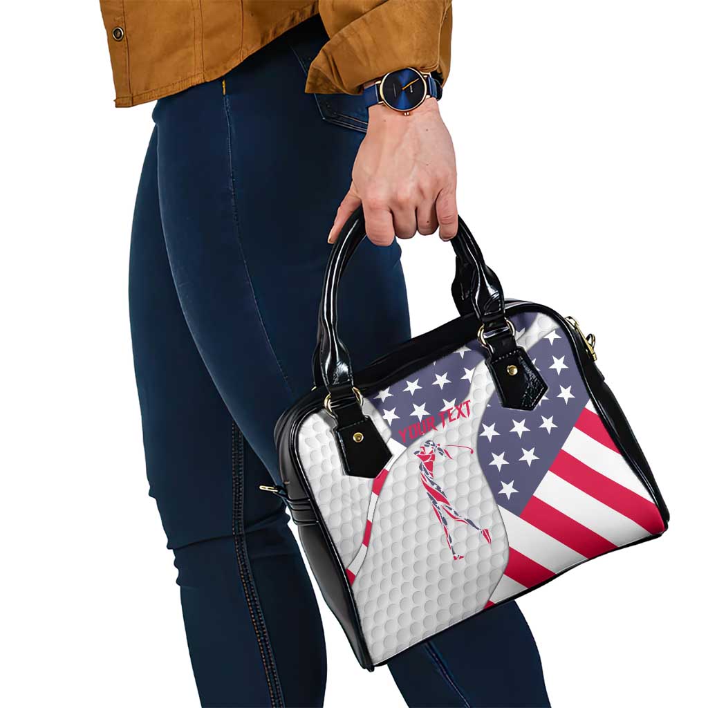 Personalized American Flag Golf Shoulder Handbag Female Silhouette and Red White Blue Golf Bag Graphic TS04