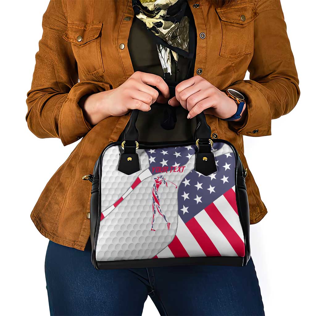 Personalized American Flag Golf Shoulder Handbag Female Silhouette and Red White Blue Golf Bag Graphic TS04