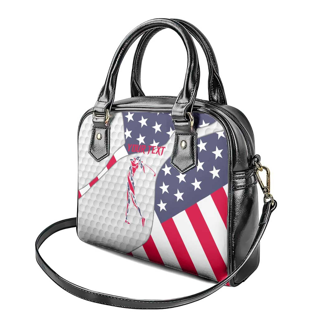 Personalized American Flag Golf Shoulder Handbag Female Silhouette and Red White Blue Golf Bag Graphic TS04