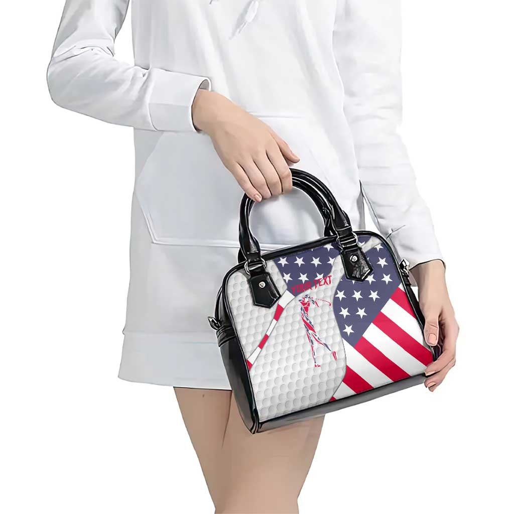Personalized American Flag Golf Shoulder Handbag Female Silhouette and Red White Blue Golf Bag Graphic TS04