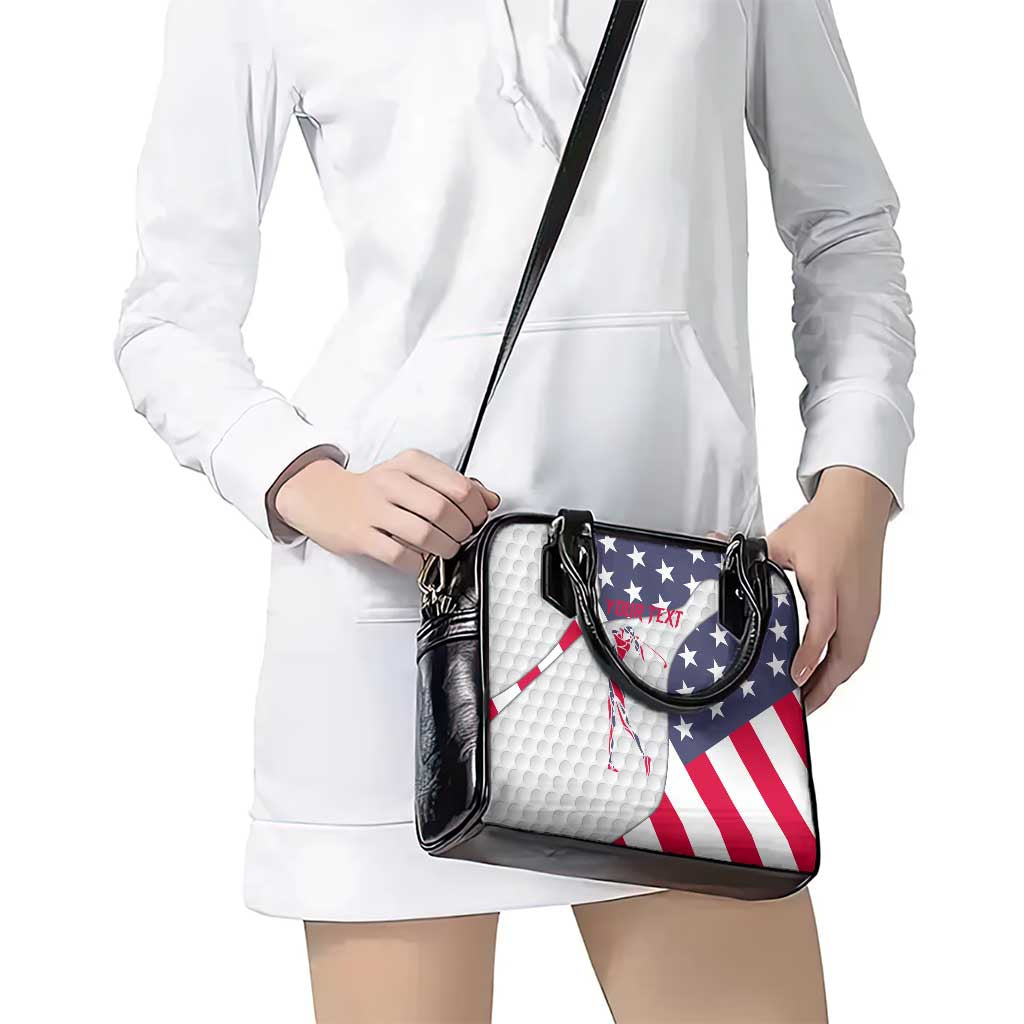 Personalized American Flag Golf Shoulder Handbag Female Silhouette and Red White Blue Golf Bag Graphic TS04