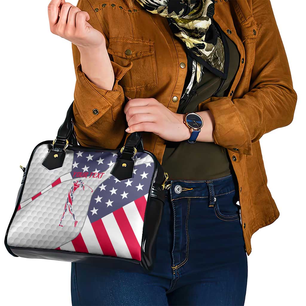 Personalized American Flag Golf Shoulder Handbag Female Silhouette and Red White Blue Golf Bag Graphic TS04