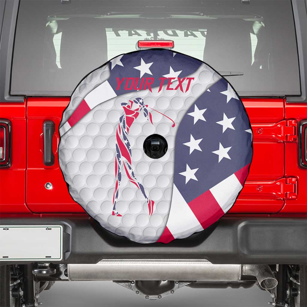 Personalized American Flag Golf Spare Tire Cover Female Silhouette and Red White Blue Golf Bag Graphic TS04