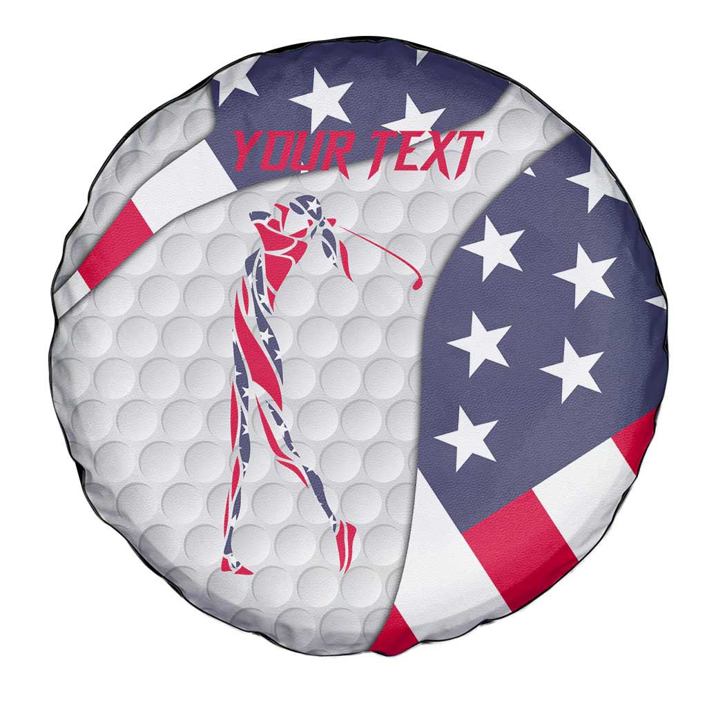Personalized American Flag Golf Spare Tire Cover Female Silhouette and Red White Blue Golf Bag Graphic TS04