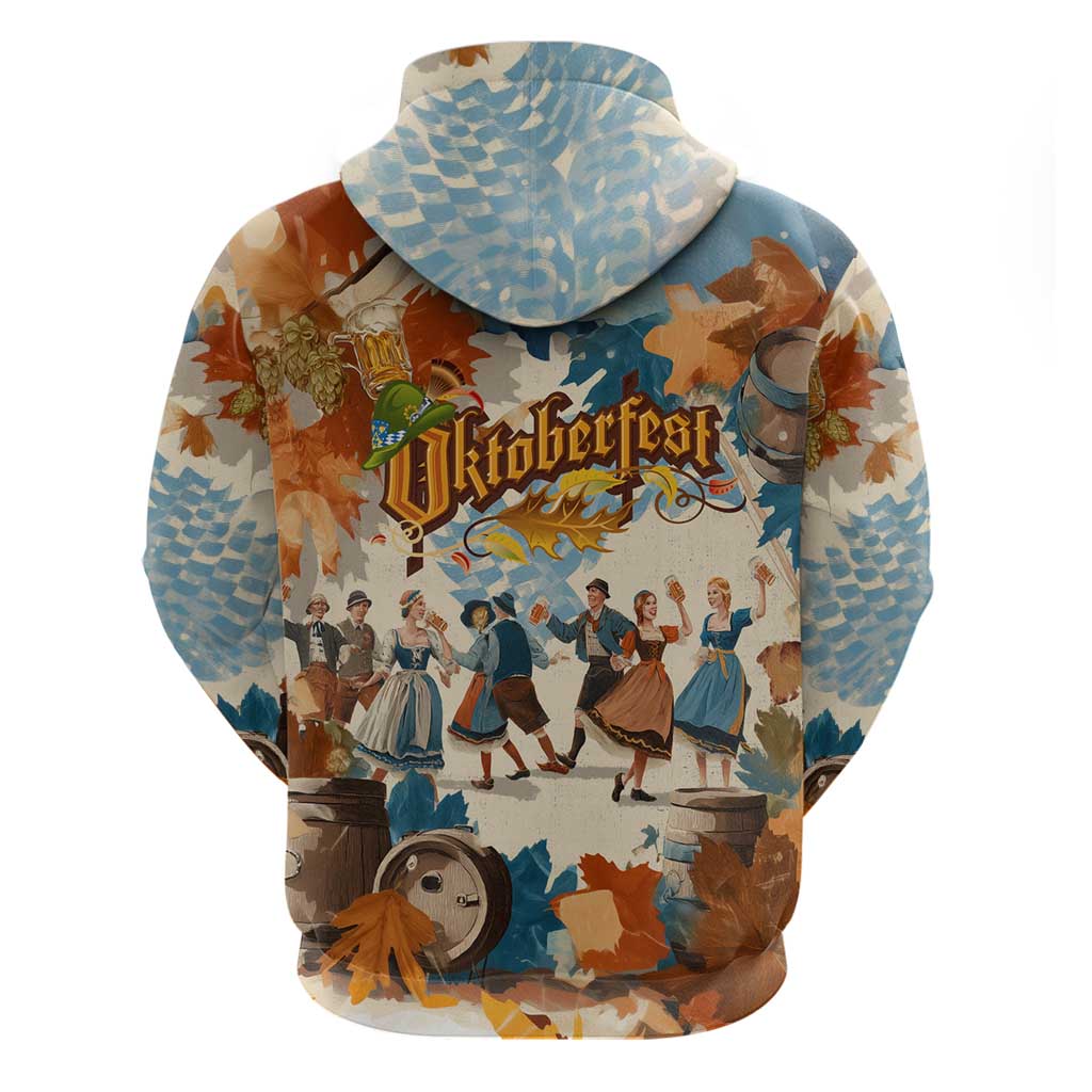 Oktoberfest Hoodie with Beer Mug Illustration White Diamond Pattern TS04