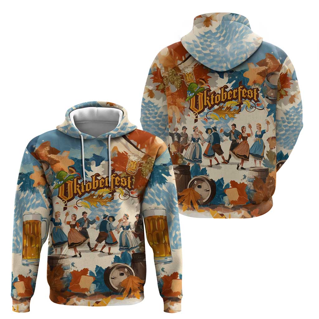 Oktoberfest Hoodie with Beer Mug Illustration White Diamond Pattern TS04