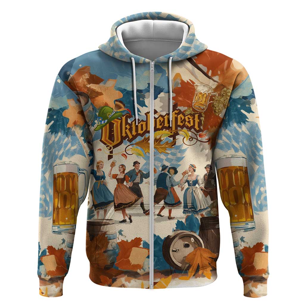 Oktoberfest Hoodie with Beer Mug Illustration White Diamond Pattern TS04