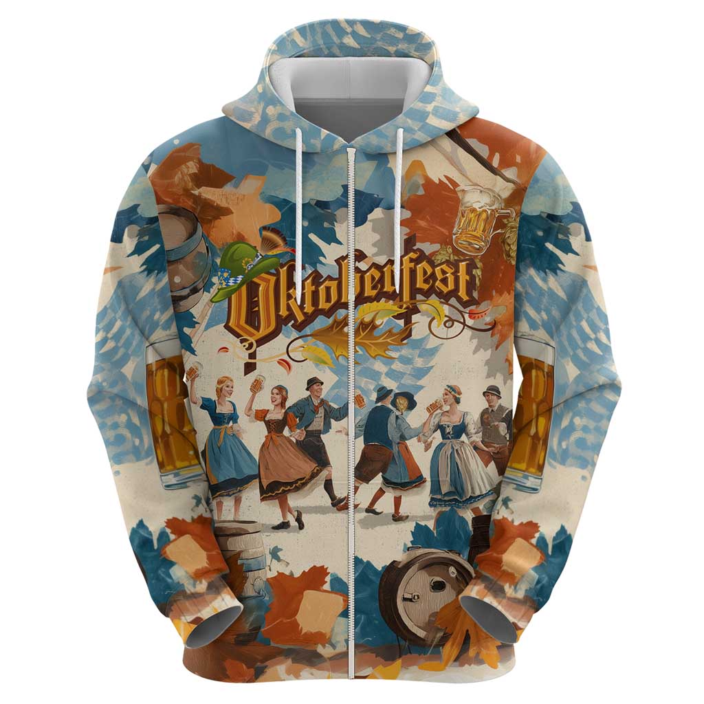 Oktoberfest Hoodie with Beer Mug Illustration White Diamond Pattern TS04