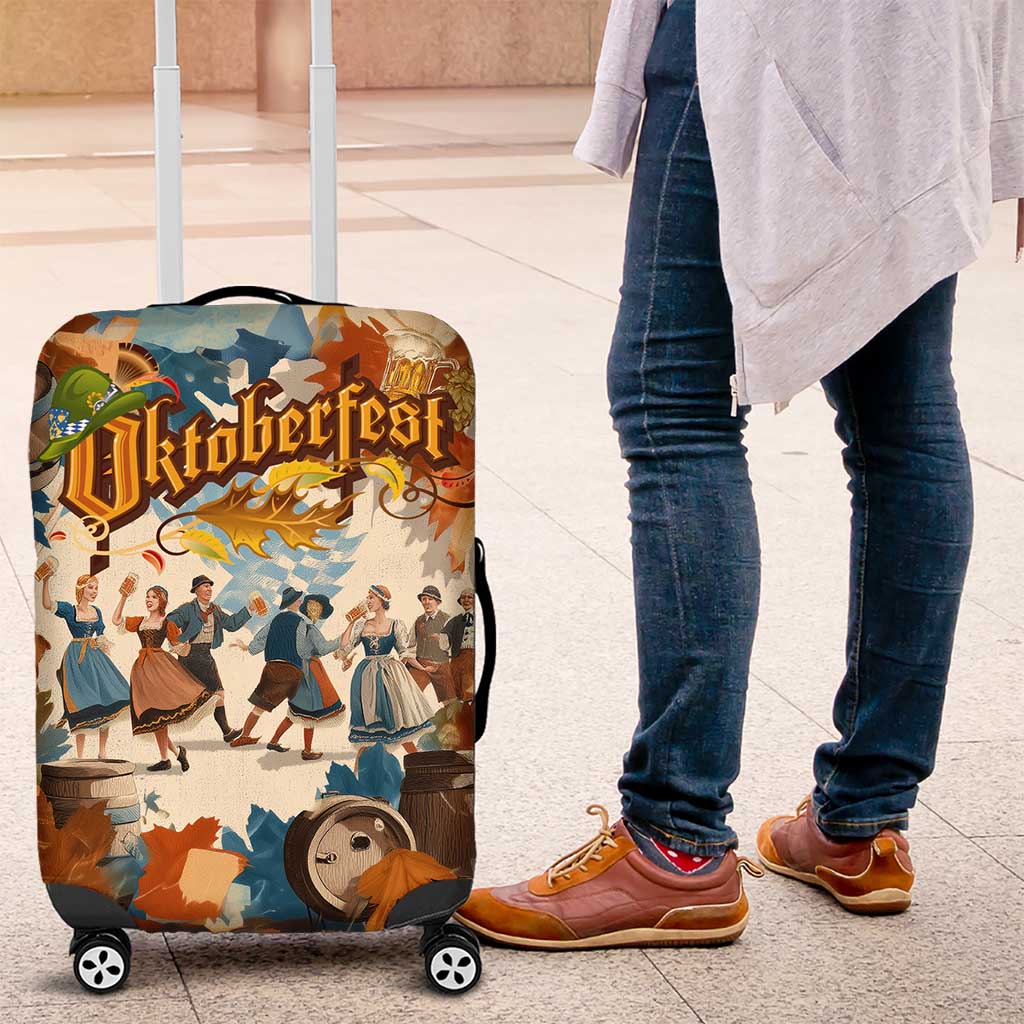 Oktoberfest Luggage Cover with Beer Mug Illustration White Diamond Pattern TS04