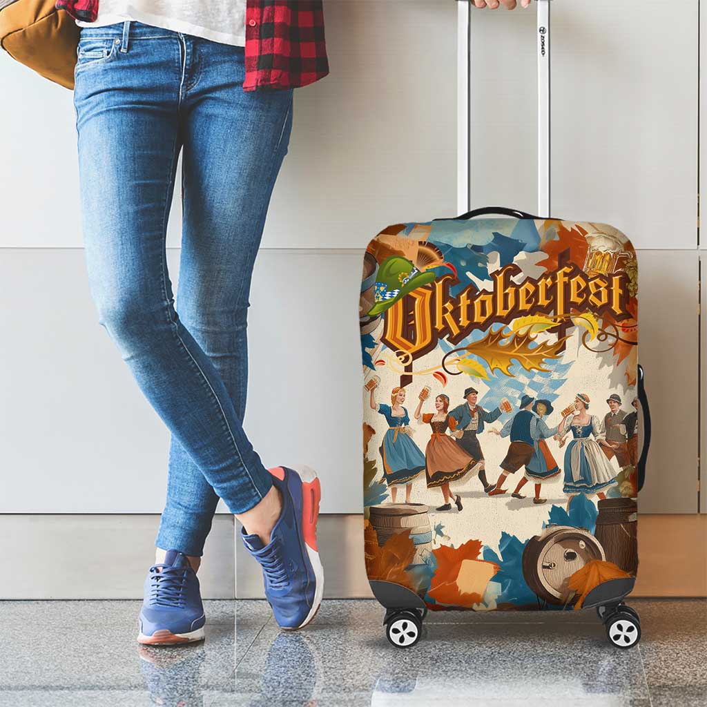Oktoberfest Luggage Cover with Beer Mug Illustration White Diamond Pattern TS04