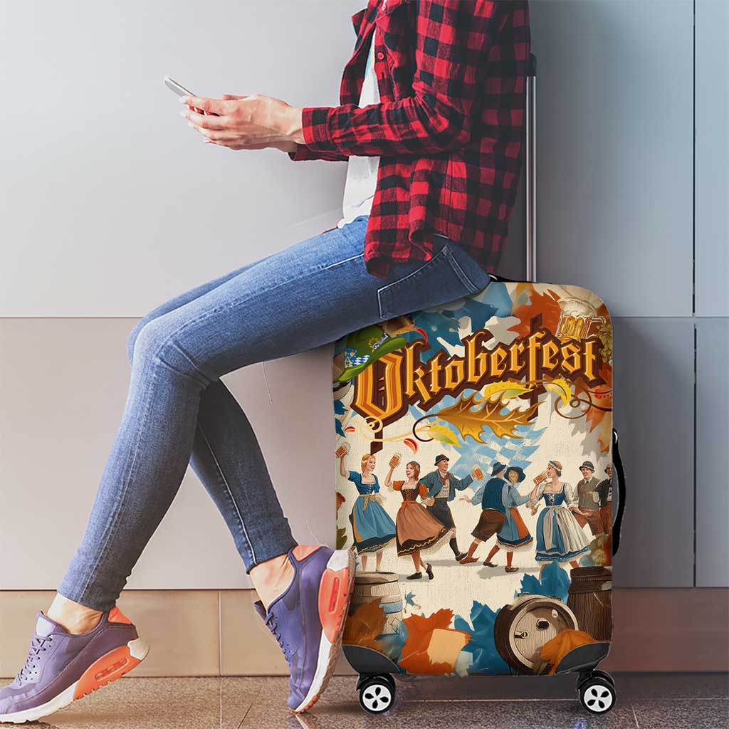 Oktoberfest Luggage Cover with Beer Mug Illustration White Diamond Pattern TS04