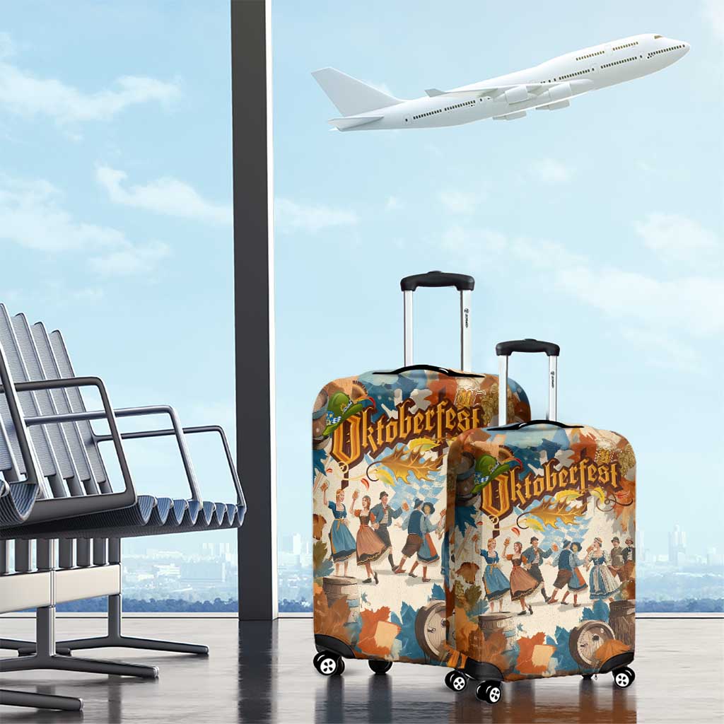 Oktoberfest Luggage Cover with Beer Mug Illustration White Diamond Pattern TS04