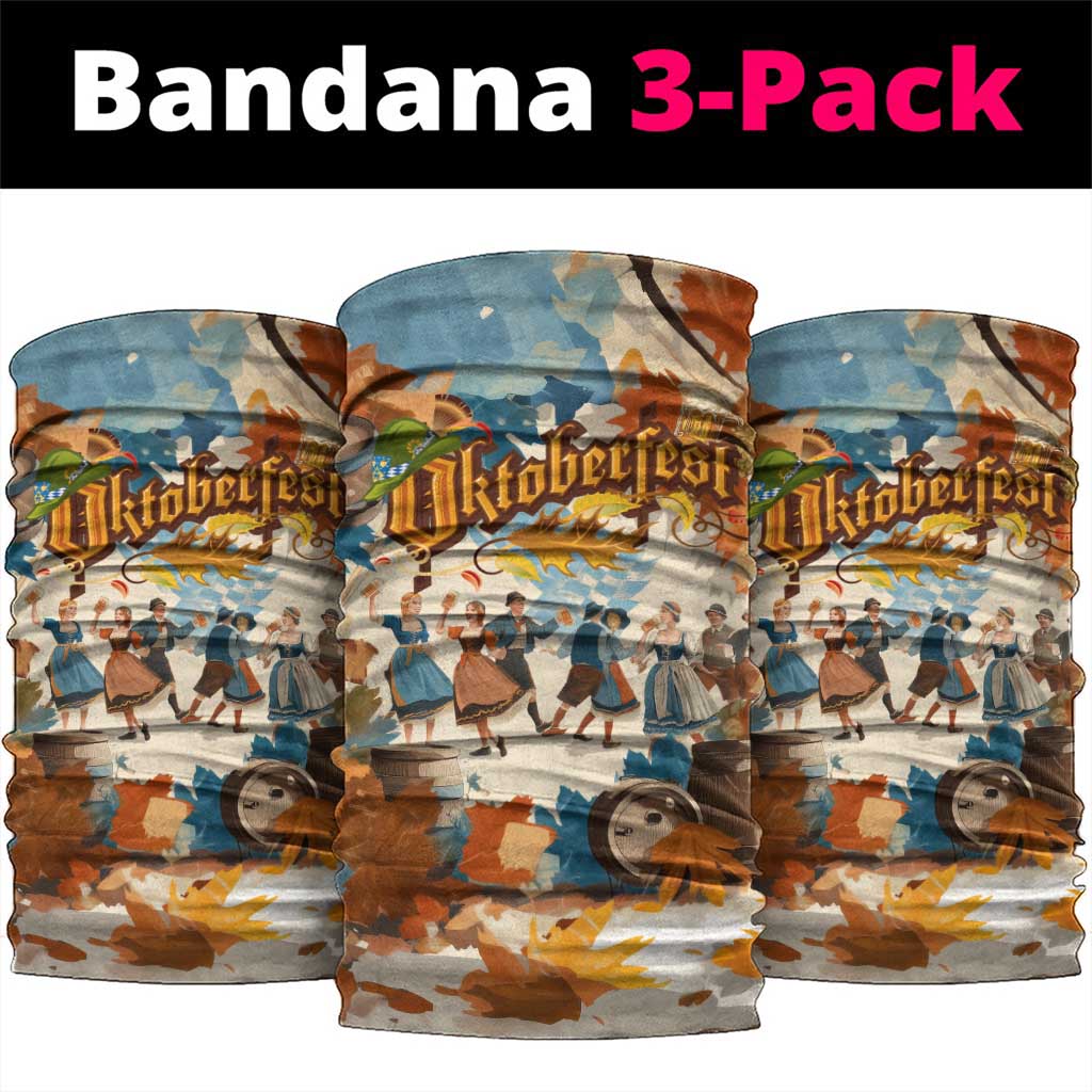 Oktoberfest Neck Gaiter with Beer Mug Illustration White Diamond Pattern TS04