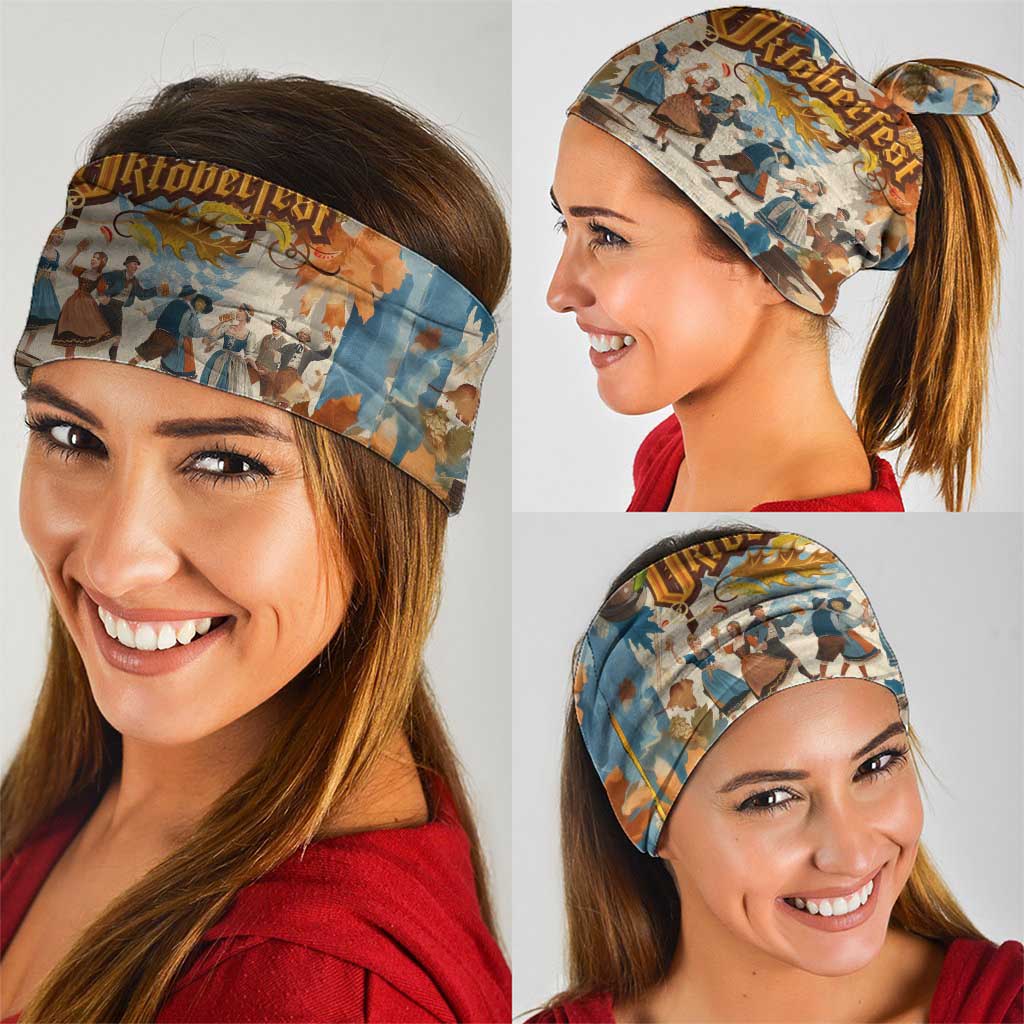 Oktoberfest Neck Gaiter with Beer Mug Illustration White Diamond Pattern TS04