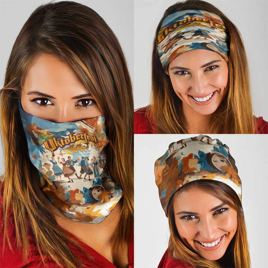 Oktoberfest Neck Gaiter with Beer Mug Illustration White Diamond Pattern TS04