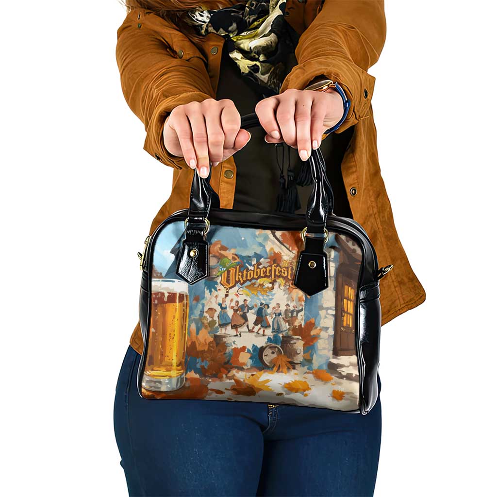 Oktoberfest Shoulder Handbag with Beer Mug Illustration White Diamond Pattern TS04