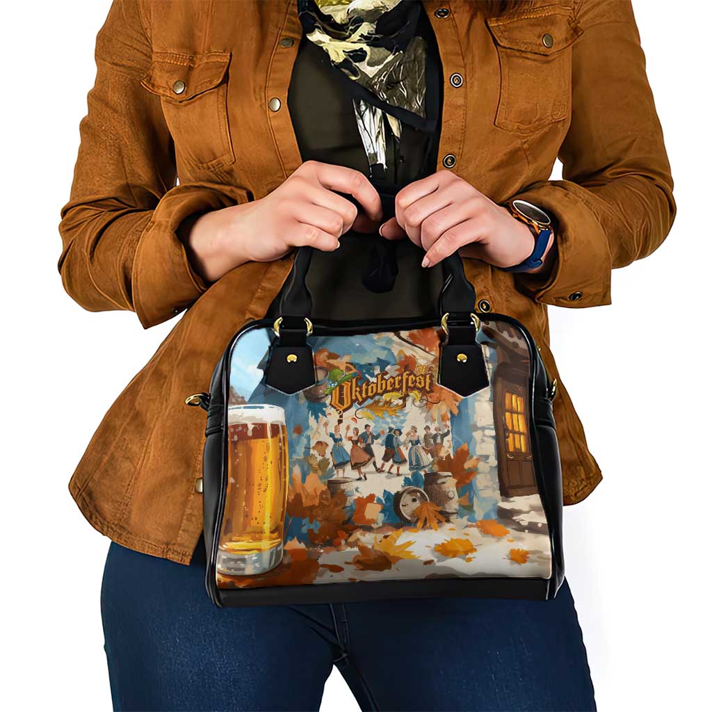 Oktoberfest Shoulder Handbag with Beer Mug Illustration White Diamond Pattern TS04