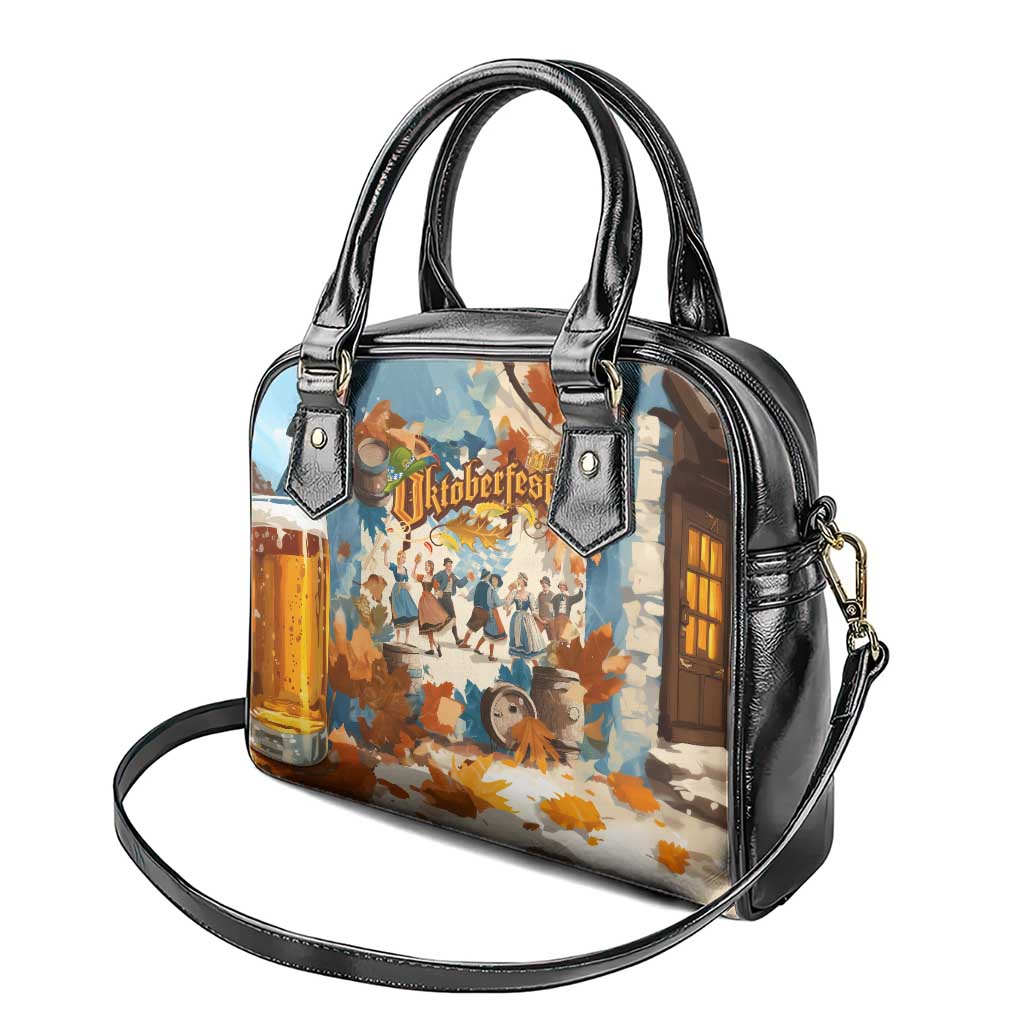 Oktoberfest Shoulder Handbag with Beer Mug Illustration White Diamond Pattern TS04
