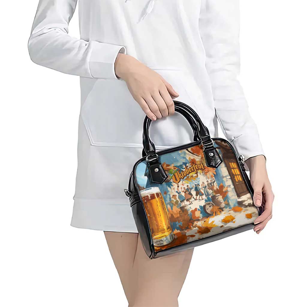 Oktoberfest Shoulder Handbag with Beer Mug Illustration White Diamond Pattern TS04