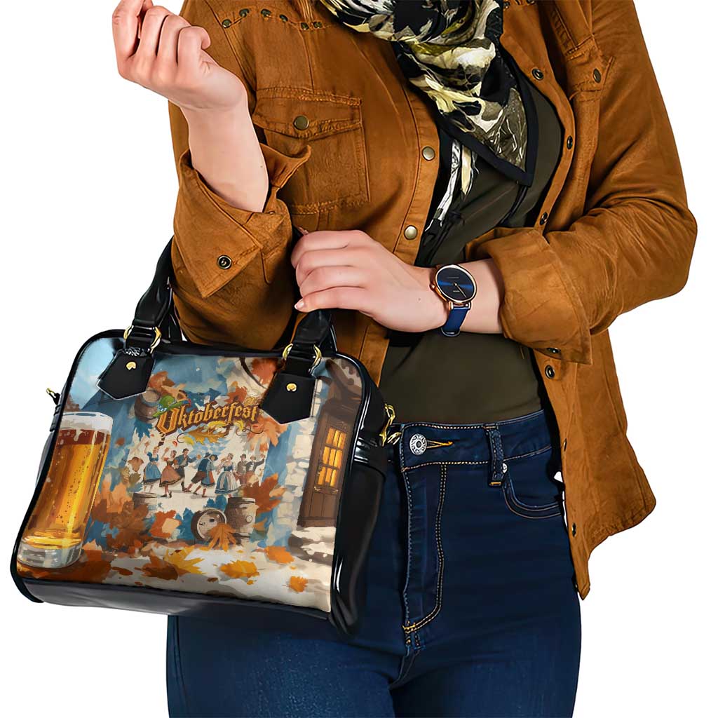 Oktoberfest Shoulder Handbag with Beer Mug Illustration White Diamond Pattern TS04