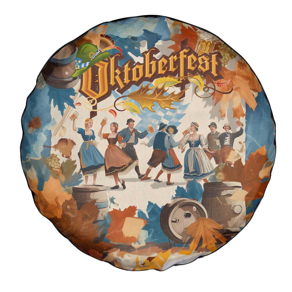 Oktoberfest Spare Tire Cover with Beer Mug Illustration White Diamond Pattern TS04