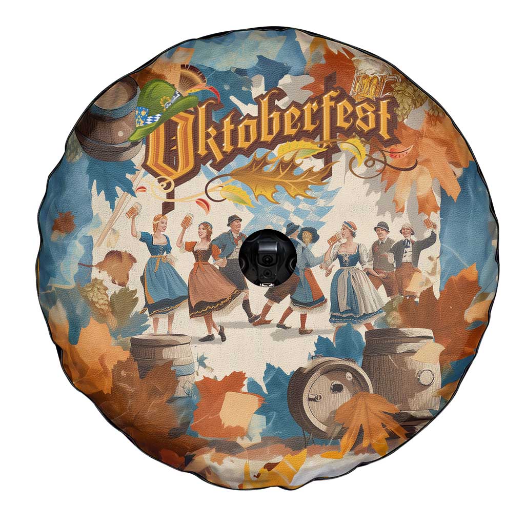 Oktoberfest Spare Tire Cover with Beer Mug Illustration White Diamond Pattern TS04